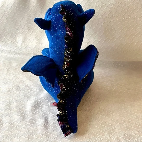 Ty Saffire Dragon Plush Blue Meallic Gold 9 in. Fantasy Cute Colorful - Picture 3 of 8